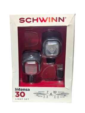 Schwinn Intensa 30 USB Rechargeable Bike Light Set NIB Headlight Taillight